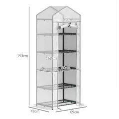 Outsunny 193cm Five Shelf Mini Greenhouse - White - 3