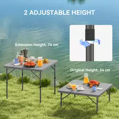 Outsunny 34/74cm Folding Camping Table, with Handle - Grey - 6