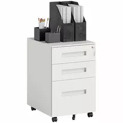 Vinsetto Three-Drawer Steel Filing Cabinet - White - 1