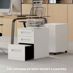 Vinsetto Three-Drawer Steel Filing Cabinet - White - 8