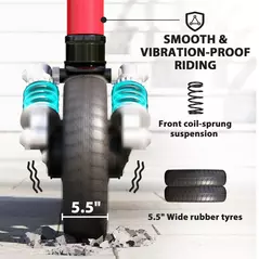 SPORTNOW Folding Electric Scooter for Kids, with Dual Brakes, Front Suspension, LED Colourful Lights, Red - 7