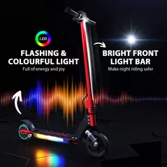 SPORTNOW Folding Electric Scooter for Kids, with Dual Brakes, Front Suspension, LED Colourful Lights, Red - 6