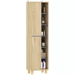 HOMCOM Multi-Storage Slim Bathroom Cabinet - Wood-Effect - 1