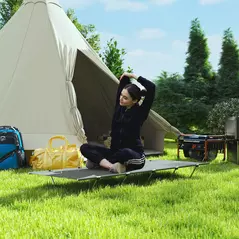 Outsunny Lightweight Camping Bed, Aluminium Portable Camp Cot w/ Strong Support 150kg and Carry Bag for Camping, Dark Grey - 8