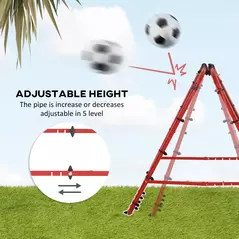 HOMCOM Double Sided Football Rebounder Net, Football Rebound Goal with Five Adjustable Angles, Red - 4