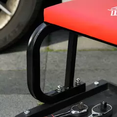 HOMCOM Workshop Stool, Rolling Machine Stool with 360° Swivel, Padded Seat, Tool Tray, Red - 7