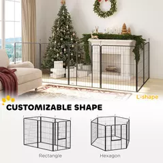 PawHut 6 Panels Dog Playpen, Portable Detachable Puppy Pen with Door, for Large Dogs, 100cm High, Grey - 4