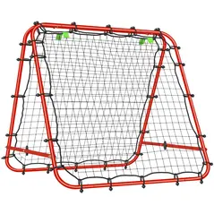 HOMCOM Double Sided Football Rebounder Net, Football Rebound Goal with Five Adjustable Angles, Red - 1