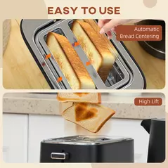 HOMCOM Kettle and Toaster Set, 1.7L 3000W Fast Boil Kettle & 2 Slice Toaster Kitchen Set with 6 Level Browning Controls, Defrost, Reheat, Black - 8