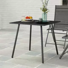 Outsunny Square Garden Table with Slat Top, Steel Frame, Outdoor Table for 4 Person, 80 x 80 x 74 cm, Black - 8