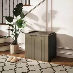 HOMCOM 107 L Plastic Storage Chest with Lid - Dark Brown - 2