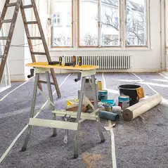 DURHAND 4-in-1 Work Bench, Folding Clamp Table w/ 4 Adjustable Clamping Pegs for DIY Home Garage, Grey - 2