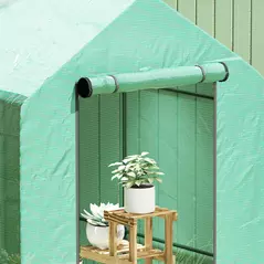 Outsunny 120 x 186cm Walk-In Greenhouse, with Shelves - Green - 9