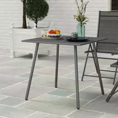 Outsunny Square Garden Table with Slat Top, Steel Frame, Outdoor Table for 4 Person, 80 x 80 x 74 cm, Grey - 8