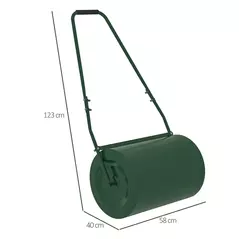 Outsunny 63 L Garden Lawn Roller with Water/Sand Filled Drum, Heavy Duty Steel Lawn Push Rolling Tool for Grass Seeding, Soil Levelling, Dark Green - 3