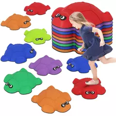 AIYAPLAY 9-Piece Balance Stepping Stones with Non-Slip Edge, Indoor Outdoor Obstacle Course for Ages 3-8 Years, Multicoloured - 1