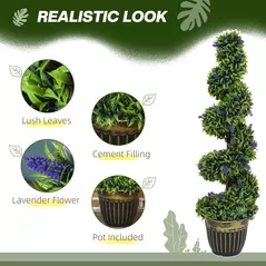 HOMCOM Set of Two 115cm Artificial Lavender Trees - 4