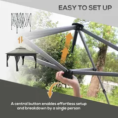 Outsunny 3 x 3(m) Pop Up Gazebo with Mosquito Netting, 1 Person Easy up Marquee Party Tent with 1-Button Push, Double Roof, Carry Bag, Sandbags, Height Adjustable Instant Shelter, Grey - 4