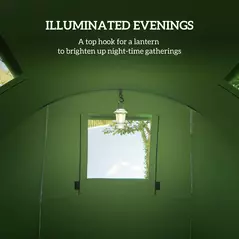 Outsunny Four Man Duo Room Tunnel Tent, with Accessories - Green - 5