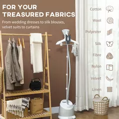 HOMCOM 1800W Standing Clothes Steamer, with Accessories - Grey - 5
