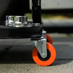 HOMCOM Workshop Stool, Rolling Machine Stool with 360° Swivel, Padded Seat, Tool Tray, Red - 9