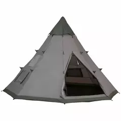 Outsunny 6 Men Tipi Tent with Carry Bag - Grey - 1