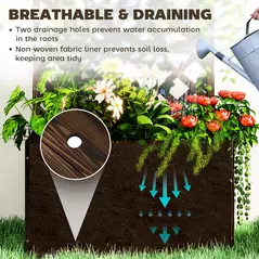 Outsunny Wooden Planter with Trellis, Freestanding Raised Garden Bed with Drainage Holes, Outdoor Planter Box with Liner for Vegetables, Herbs and Flowers, Carbonised - 5