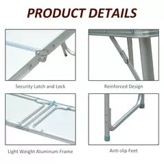 Outsunny Portable Aluminum Foldable Table - 6
