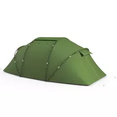 Outsunny 4-6 Man Camping Tent with Living Area and 2 Bedrooms, Hiking Sun Shelter, UV Protection Tunnel Tent, Dark Green - 1