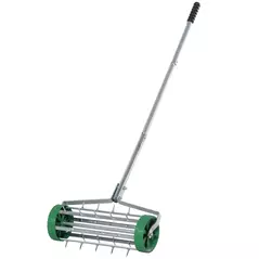 Outsunny Garden Rolling Lawn Aerator Heavy Duty Steel Grass Roller w/ Adjustable Handle - 1