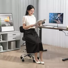 HOMCOM Drafting Chair, Office Chair with Backrest and Adjustable Footrest, Height Adjustable Stool, Leather Padded Rolling Task Chair for Home Office, Black - 7