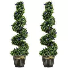 HOMCOM Set of Two 115cm Artificial Lavender Trees - 1