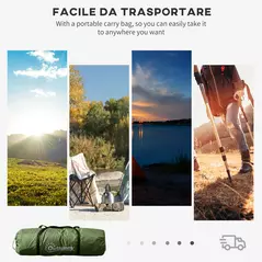 Outsunny 4-6 Man Camping Tent with Living Area and 2 Bedrooms, Hiking Sun Shelter, UV Protection Tunnel Tent, Dark Green - 7