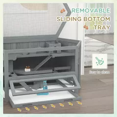 PawHut 3 Tier Wooden Large Hamster Cage with Sliding Tray, Seesaws, Water Bottle, Grey - 7