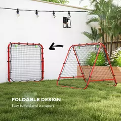 HOMCOM Double Sided Football Rebounder Net, Football Rebound Goal with Five Adjustable Angles, Red - 5