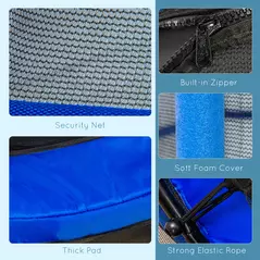 HOMCOM 4.6FT/55" Kids Trampoline with Enclosure Net, Outdoor Indoor Use, for Ages 3-10 Years, Blue - 6