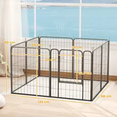PawHut Eight-Panel Dog Playpen with Door, for Large Dogs, Indoors, Outdoors, 80cm Tall, Black - 3