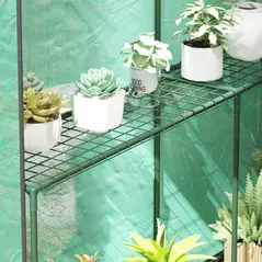 Outsunny 120 x 186cm Walk-In Greenhouse, with Shelves - Green - 8