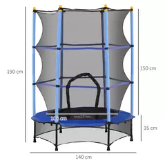 HOMCOM 4.6FT/55" Kids Trampoline with Enclosure Net, Outdoor Indoor Use, for Ages 3-10 Years, Blue - 3