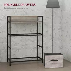 HOMCOM Rustic Chest of Four Fabric Drawers - Grey Wood Effect - 6