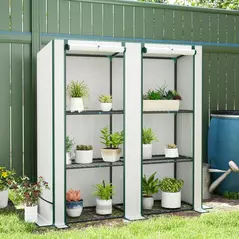 Outsunny Three-Tier Mini Greenhouse - White - 2