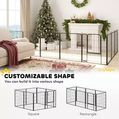 PawHut Eight-Panel Dog Playpen with Door, for Large Dogs, Indoors, Outdoors, 80cm Tall, Black - 4