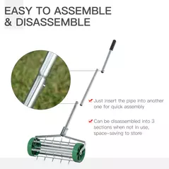 Outsunny Garden Rolling Lawn Aerator Heavy Duty Steel Grass Roller w/ Adjustable Handle - 5