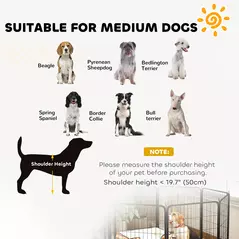 PawHut Eight-Panel Dog Playpen with Door, for Large Dogs, Indoors, Outdoors, 80cm Tall, Black - 7