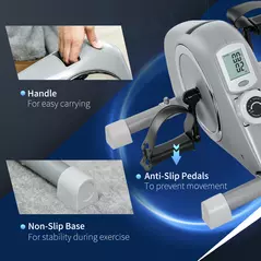 SPORTNOW Pedal Exerciser with Eight Level Magnetic Resistance, with Eight-Level Magnetic Resistance, Grey - 8