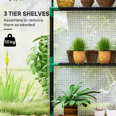 Outsunny 143 x 74cm Walk-In Greenhouse, with Shelves - White - 4