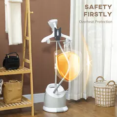 HOMCOM 1800W Standing Clothes Steamer, with Accessories - Grey - 7