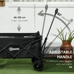 Outsunny Folding Garden Trolley, Outdoor Wagon Cart with Carry Bag, for Beach, Camping, Festival, 120KG Capacity, Black - 5
