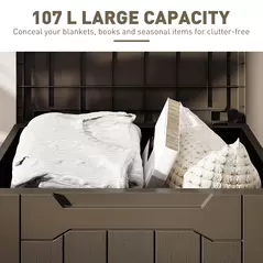 HOMCOM 107 L Plastic Storage Chest with Lid - Dark Brown - 4