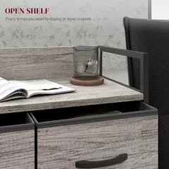 HOMCOM Rustic Chest of Four Fabric Drawers - Grey Wood Effect - 5